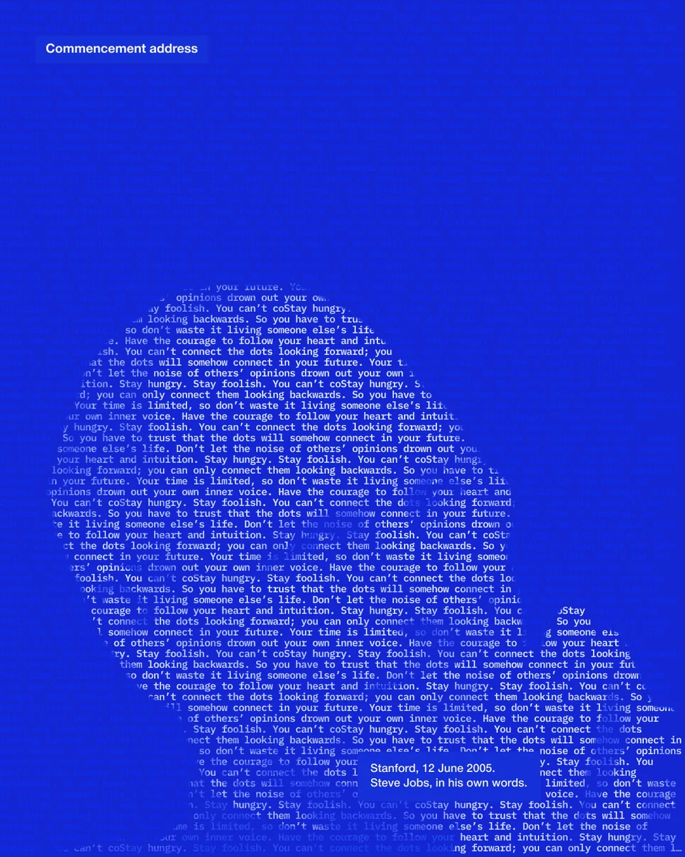 Jobs · Stay hungry, in text