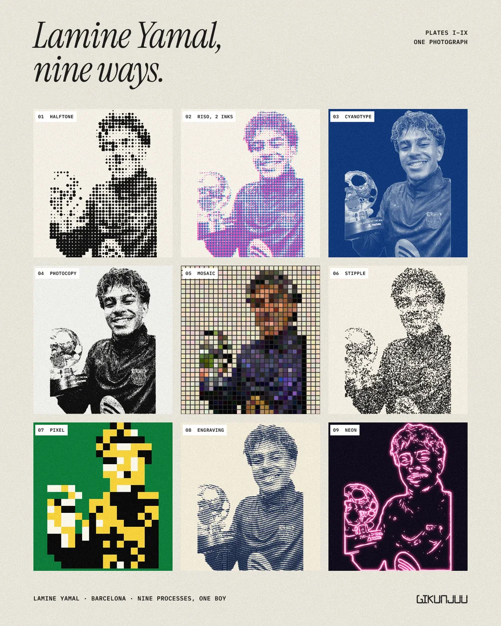 Lamine · Nine prints